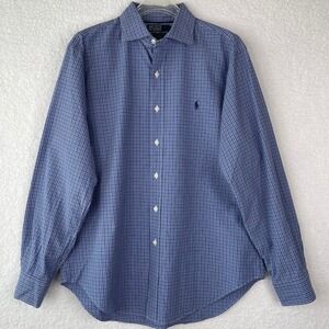Polo Ralph Lauren Stanton Blue Plaid Check Button Down Shirt Mens XL Long Sleeve